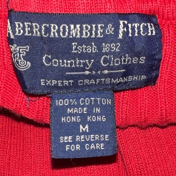Abercrombie 90s Style Ribbed Turtleneck Sweater Size M Red 100% Cotton Preppy - Picture 9 of 9